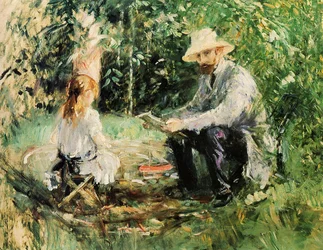 Eugène Manet and His Daughter in the Garden